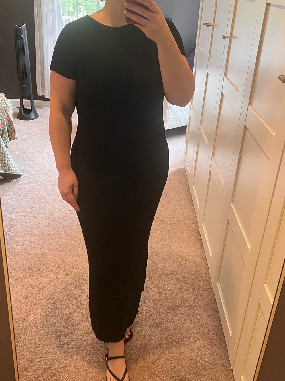 Anthropologie Black Ribbed Maxi Dress